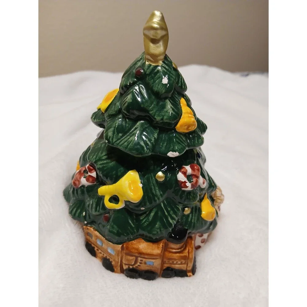 Vtg Mini Christmas Tree Trinket Box 5.5